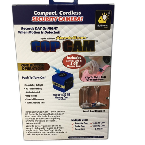 Cop Cam Security Compact Cordless HD Camera One Cubic Inch - Picture 3 of 5
